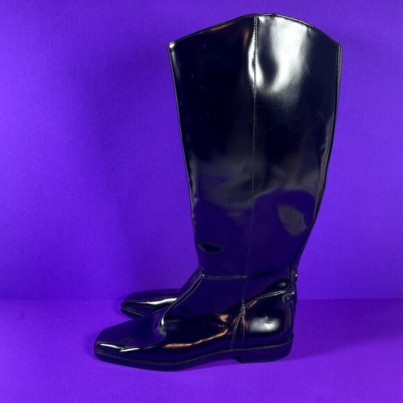 Sam Edelman Women's Black Polished Leather Cesar‎ Riding Boot Shoe Size 7.5-NEW - Picture 3 of 9